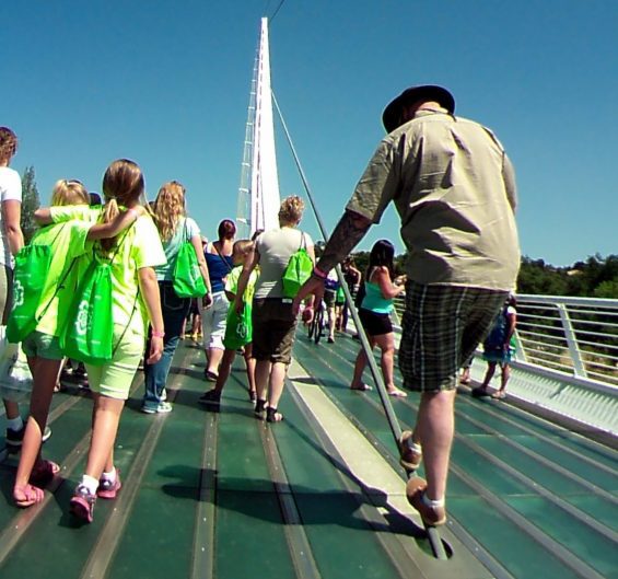 People on sundial bridge