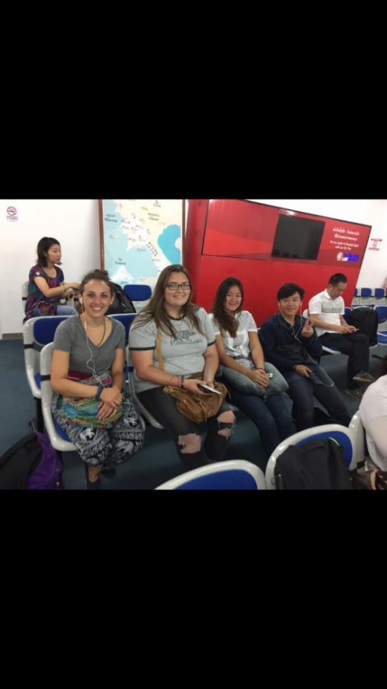 People sitting at an airport