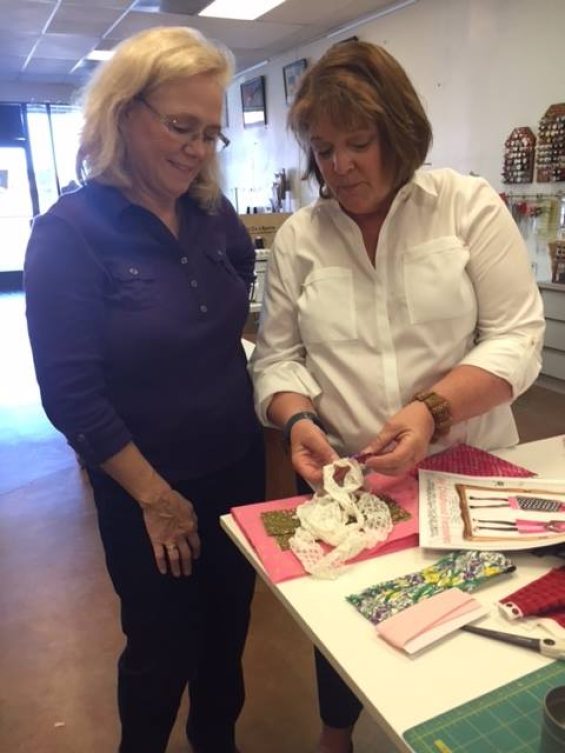 People holding crafts supplies