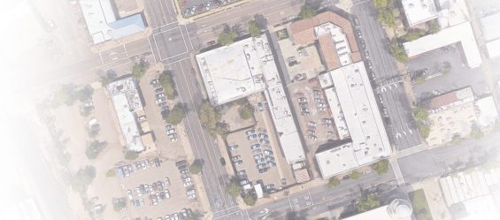 Aerial view of former downtown police station
