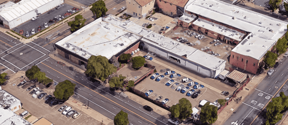 Aerial view of former downtown police station