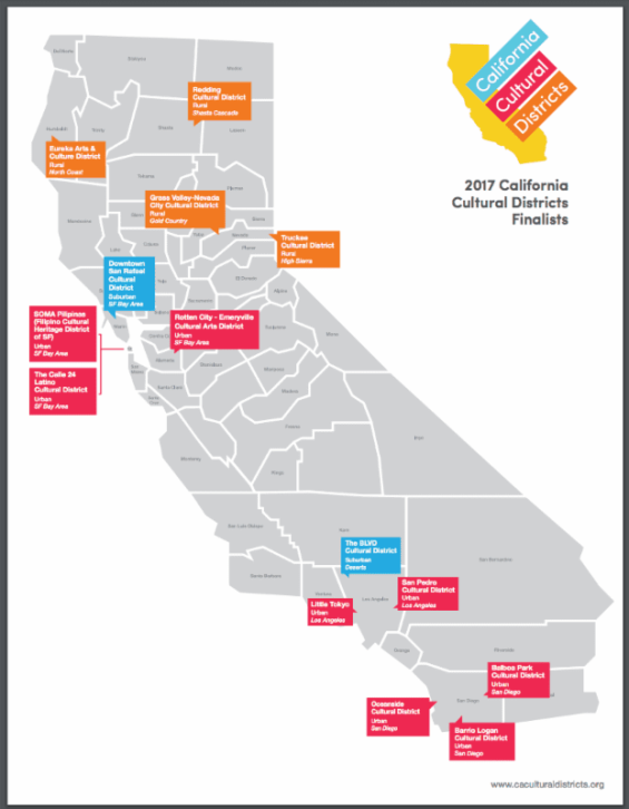 California Cultural Districts map