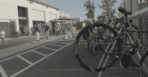 Bike on bike rack