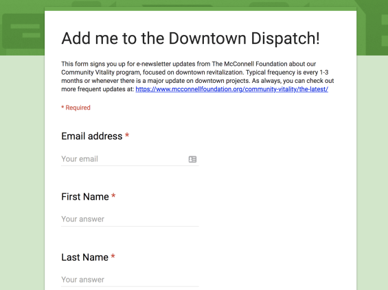 Downtown Dispatch form