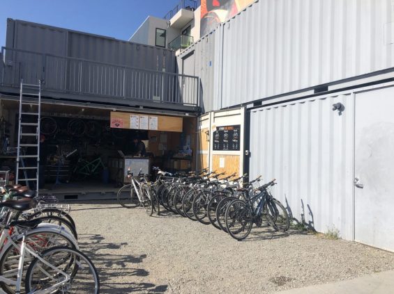 Bikes parked in front of building