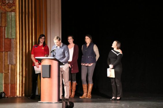 People gathered on a stage