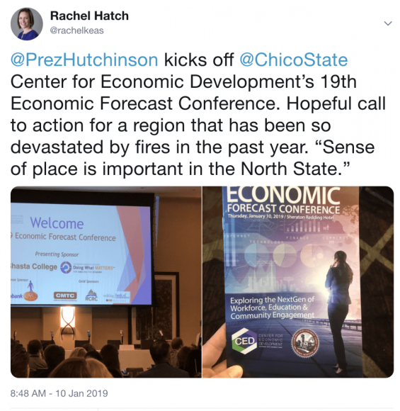 Twitter post about economic forecast conference