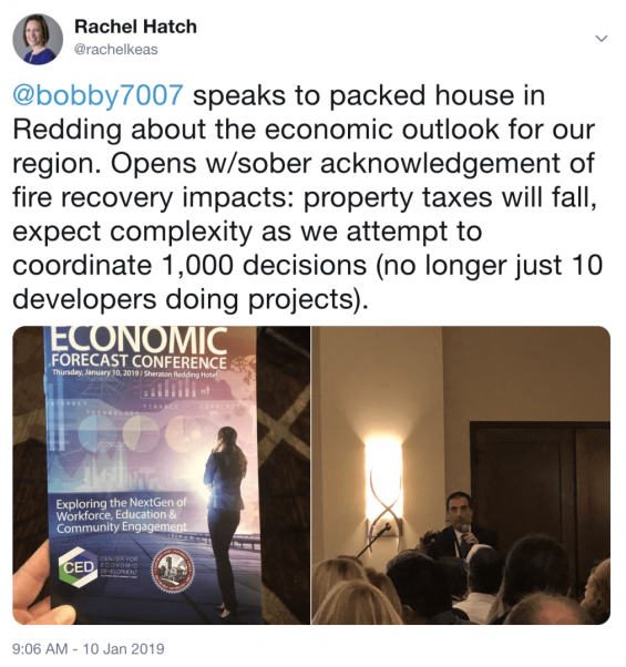 Twitter post about economic forecast conference