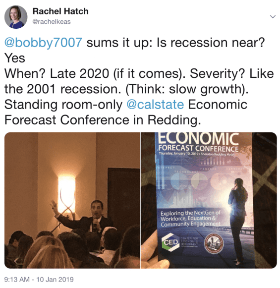 Twitter post about economic forecast conference