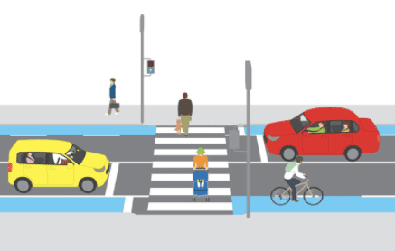 illustration of people crossing a road