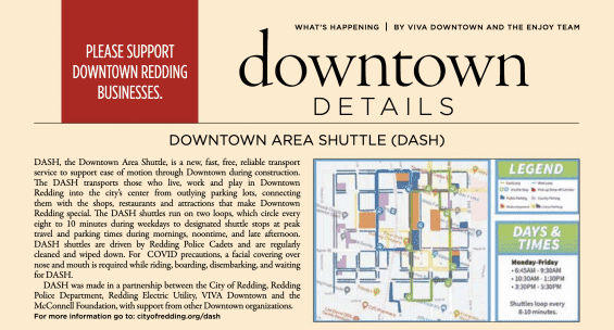 Downtown Area Shuttle Service informational banner