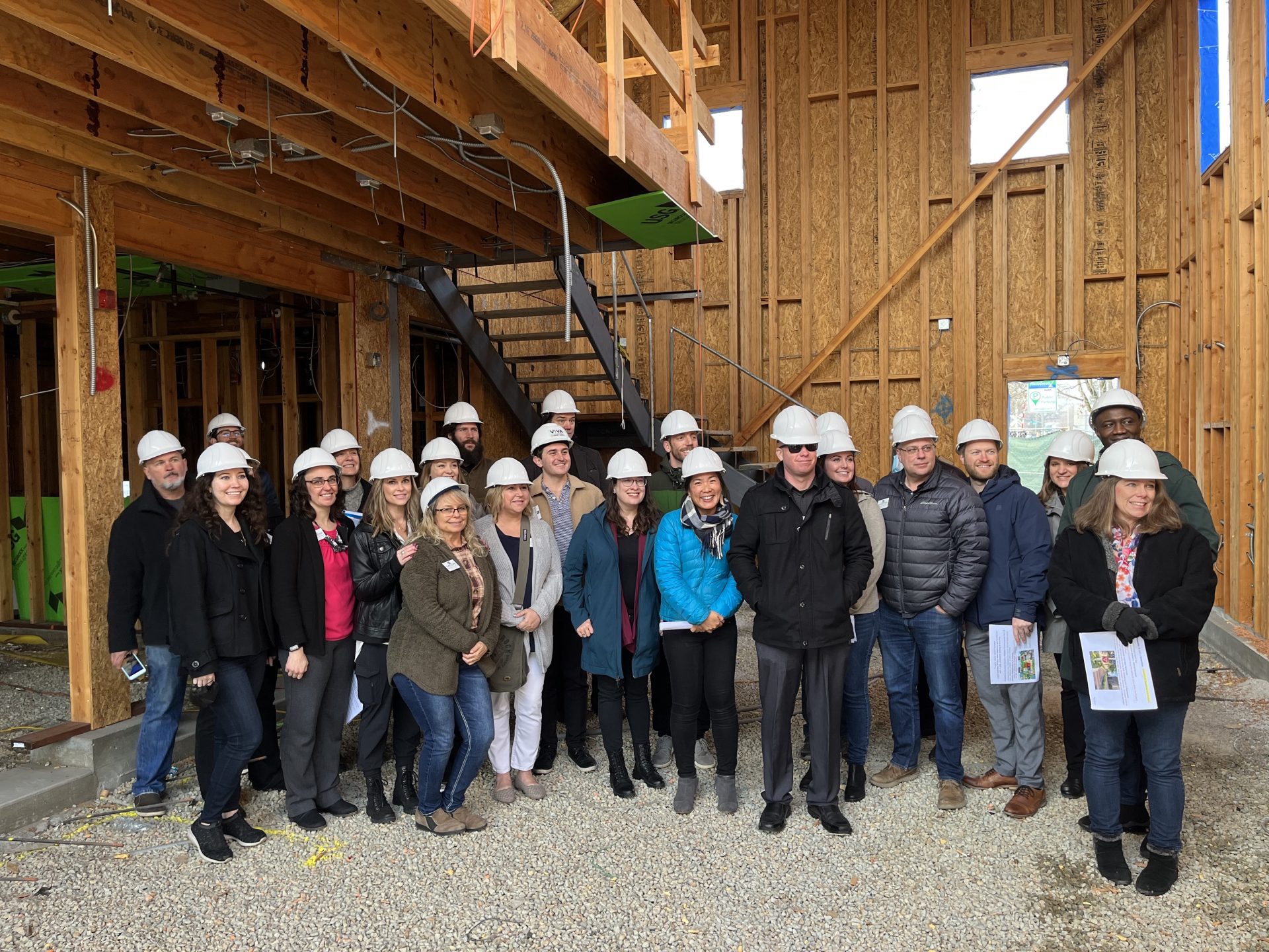 Group photo of people in hardhats