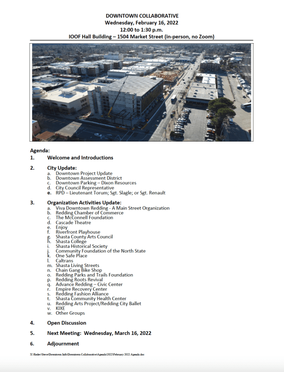 Sharing Project Updates at February Meeting of Downtown Collaborative